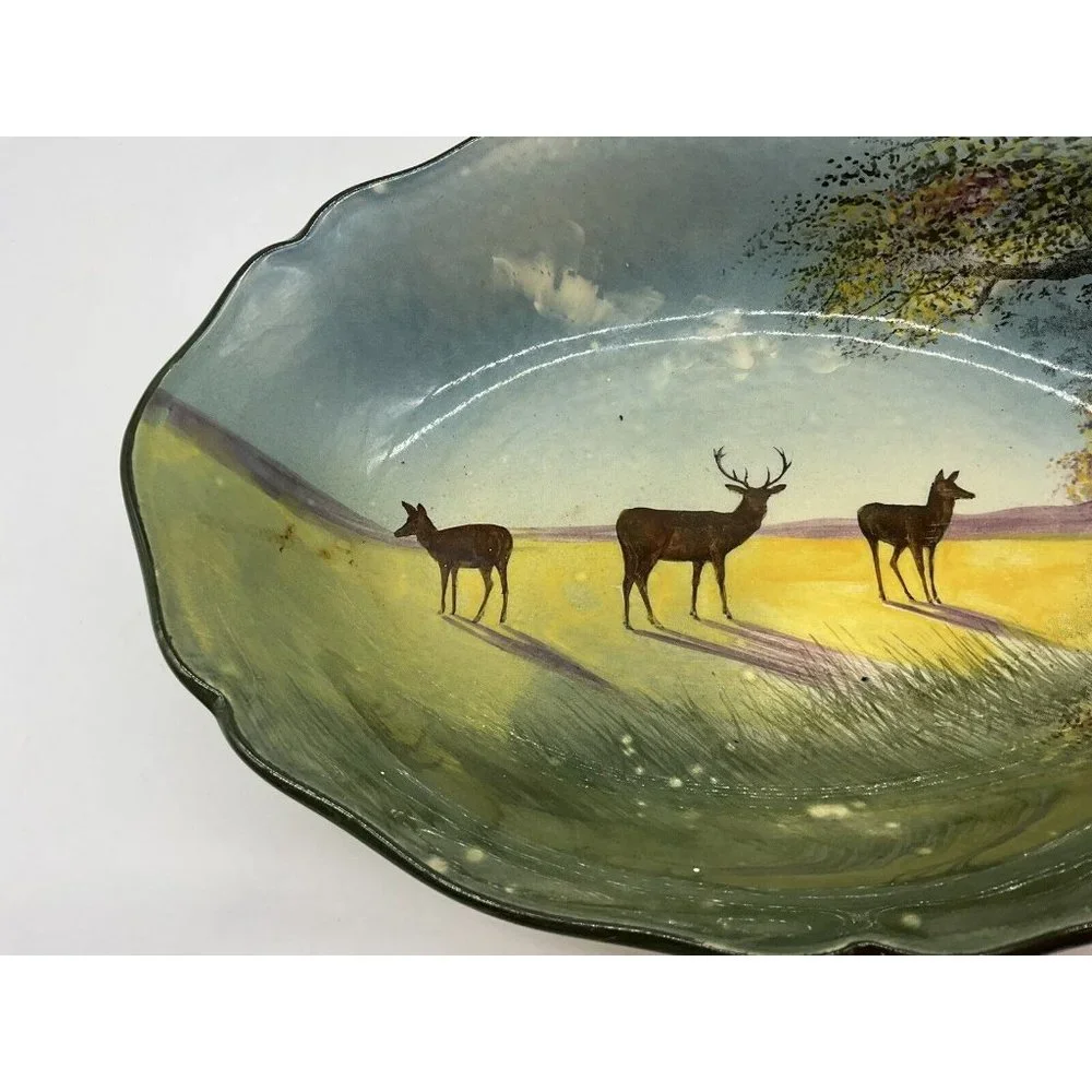 Royal Doultan Vintage Vegetable Serving Dish Deer Grazing Pattern 1927-1932